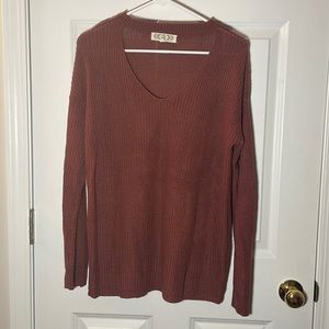 Pink Rose Cut Out Neck Mauve Sweater